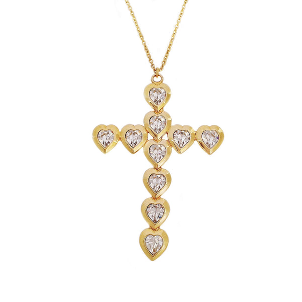 TRINITY Cross Necklace CRYSTAL hearts